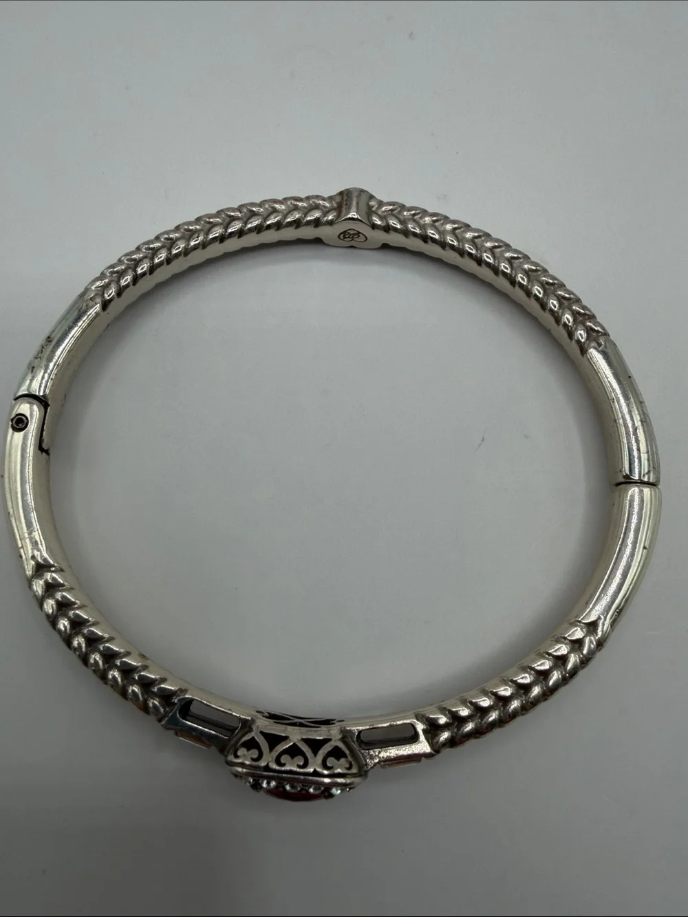Brighton Reina Pink Stone Hinged Bangle Bracelet